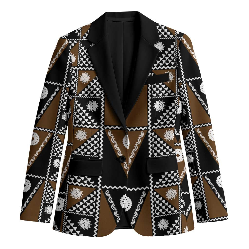 Fiji Brown Masi Pattern Blazer Fijian Tapa LT01 Unisex Brown - Polynesian Pride