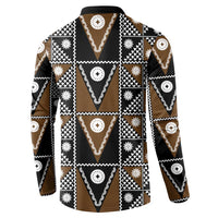 Fiji Brown Masi Pattern Button Sweatshirt Fijian Tapa LT01 - Polynesian Pride