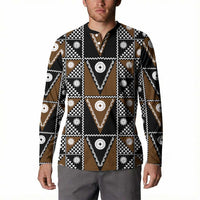 Fiji Brown Masi Pattern Button Sweatshirt Fijian Tapa LT01 - Polynesian Pride