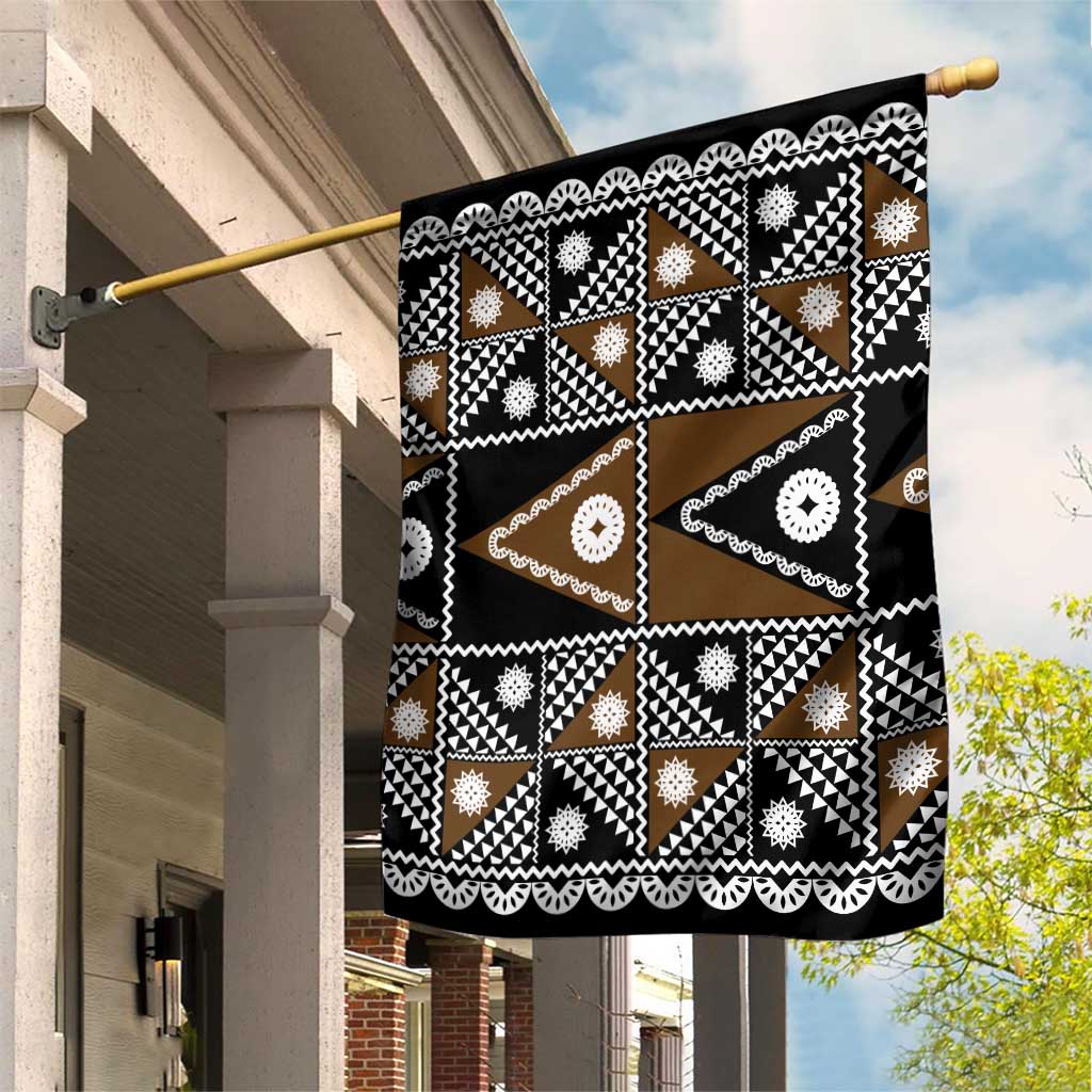 Fiji Brown Masi Pattern Garden Flag Fijian Tapa LT01 House Flag Brown - Polynesian Pride