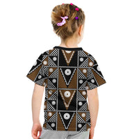 Fiji Brown Masi Pattern Kid T Shirt Fijian Tapa LT01 - Polynesian Pride