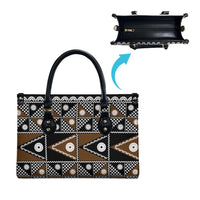 Fiji Brown Masi Pattern Leather Bag Fijian Tapa LT01 - Polynesian Pride
