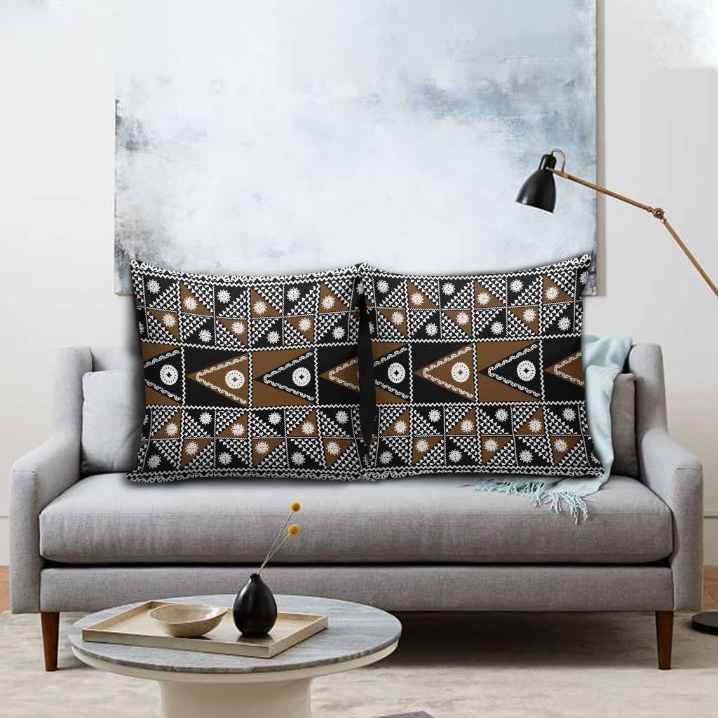 Fiji Brown Masi Pattern Pillow Cover Fijian Tapa LT01 - Polynesian Pride
