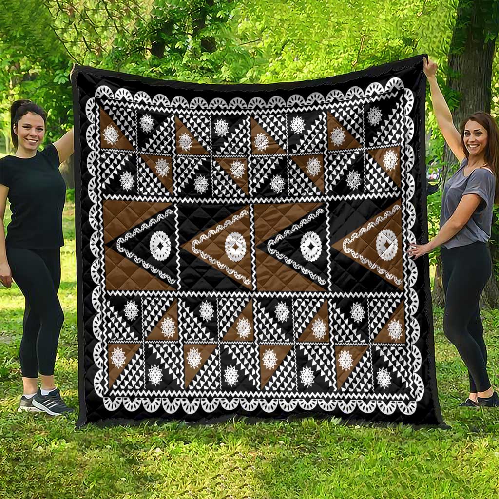 Fiji Brown Masi Pattern Quilt Fijian Tapa LT01 - Polynesian Pride