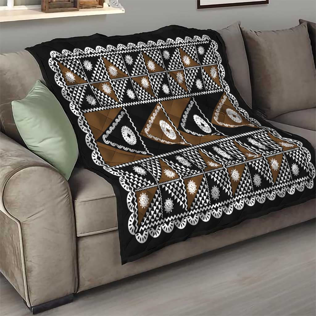 Fiji Brown Masi Pattern Quilt Fijian Tapa LT01 - Polynesian Pride