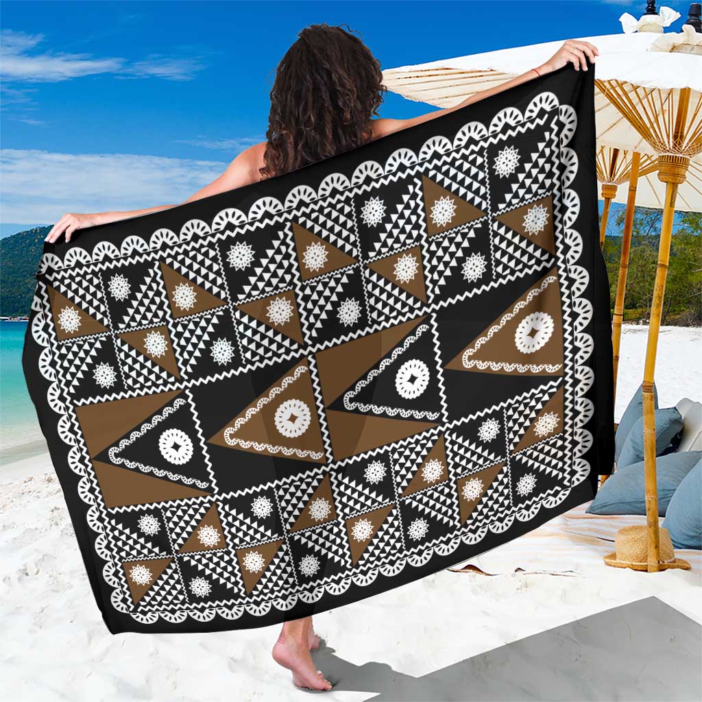 Fiji Brown Masi Pattern Sarong Fijian Tapa LT01 One Size 44 x 66 inches Brown - Polynesian Pride