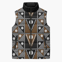 Fiji Brown Masi Pattern Sleeveless Puffer Jacket Fijian Tapa LT01 Unisex Brown - Polynesian Pride