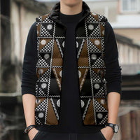 Fiji Brown Masi Pattern Sleeveless Puffer Jacket Fijian Tapa LT01 - Polynesian Pride