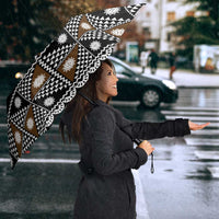 Fiji Brown Masi Pattern Umbrella Fijian Tapa LT01 - Polynesian Pride