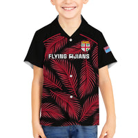 Fiji Rugby Kid Hawaiian Shirt Flying Fijians Red Palm Tree Version LT01 Kid Black - Polynesian Pride