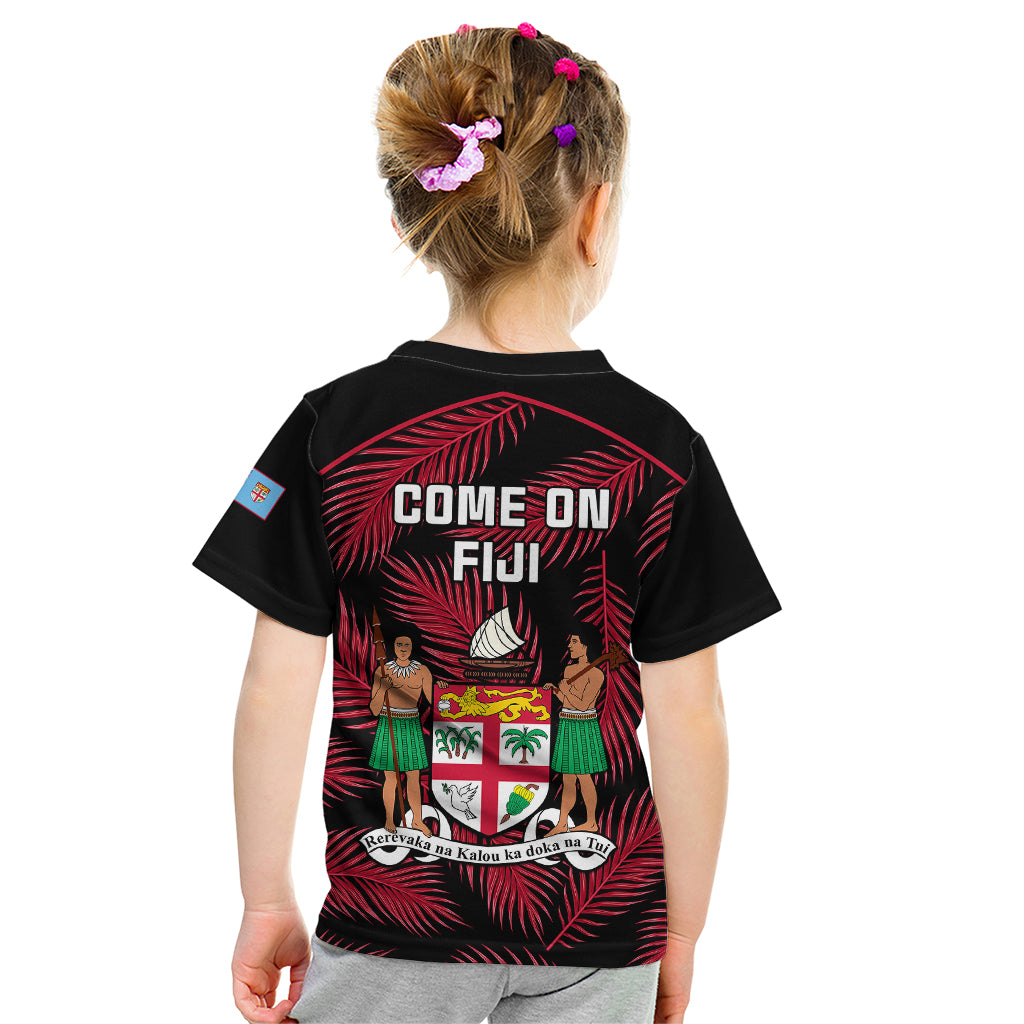 Fiji Rugby Kid T Shirt Flying Fijians Red Palm Tree Version LT01 - Polynesian Pride
