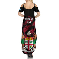 Fiji Rugby Summer Maxi Dress Flying Fijians Red Palm Tree Version LT01 - Polynesian Pride