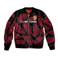 Custom Fiji Rugby Bomber Jacket Flying Fijians Red Palm Tree Version LT01 Unisex Black - Polynesian Pride