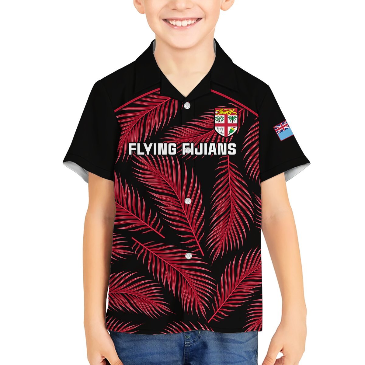 Custom Fiji Rugby Hawaiian Shirt Flying Fijians Red Palm Tree Version LT01 - Polynesian Pride