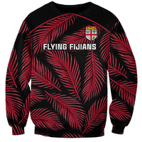 Custom Fiji Rugby Sweatshirt Flying Fijians Red Palm Tree Version LT01 Unisex Black - Polynesian Pride
