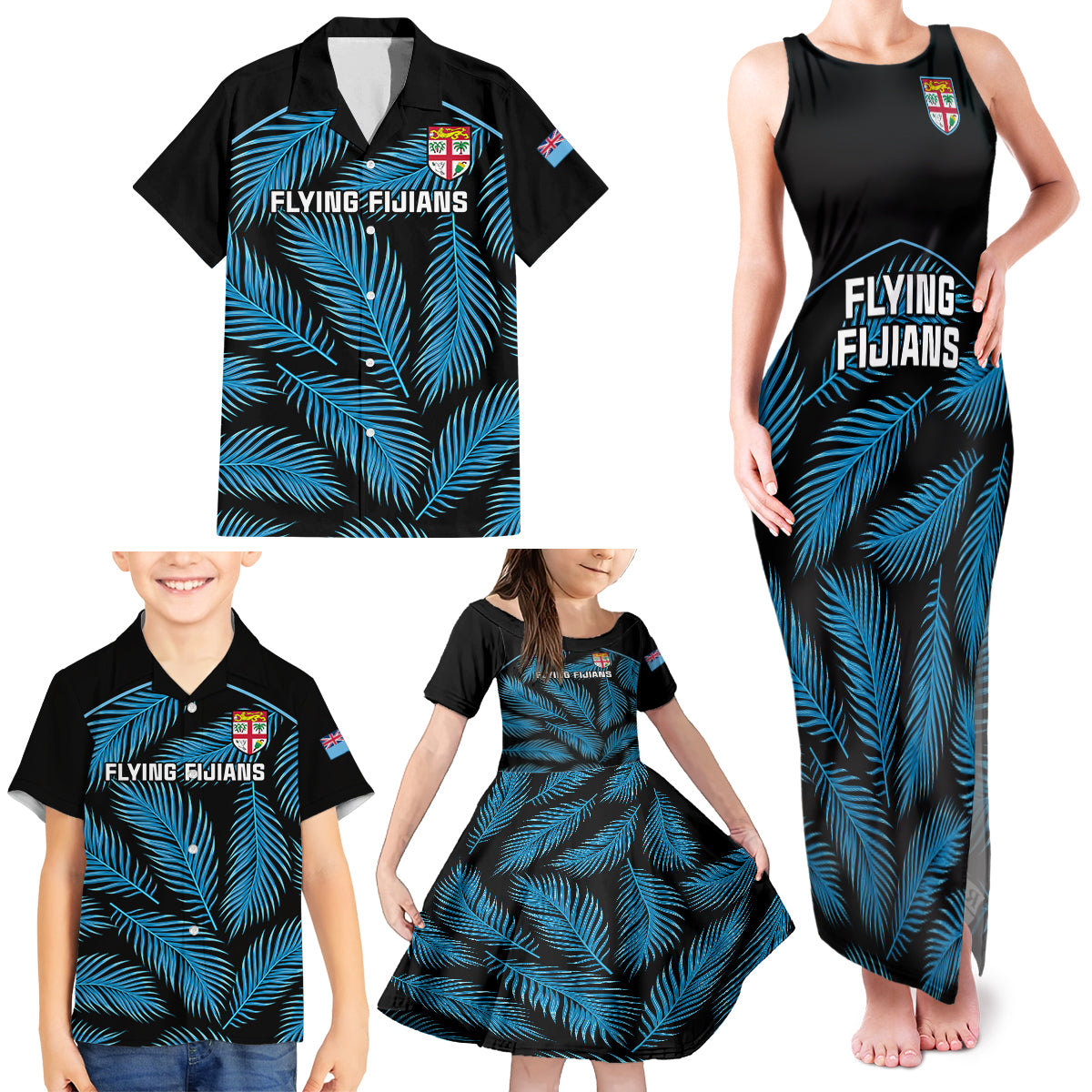 fiji-rugby-family-matching-tank-maxi-dress-and-hawaiian-shirt-flying-fijians-blue-palm-tree-version