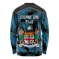 Fiji Rugby Long Sleeve Shirt Flying Fijians Blue Palm Tree Version LT01 - Polynesian Pride