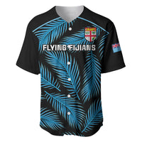 Custom Fiji Rugby Baseball Jersey Flying Fijians Blue Palm Tree Version LT01 Black - Polynesian Pride