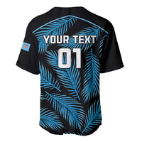 Custom Fiji Rugby Baseball Jersey Flying Fijians Blue Palm Tree Version LT01 - Polynesian Pride