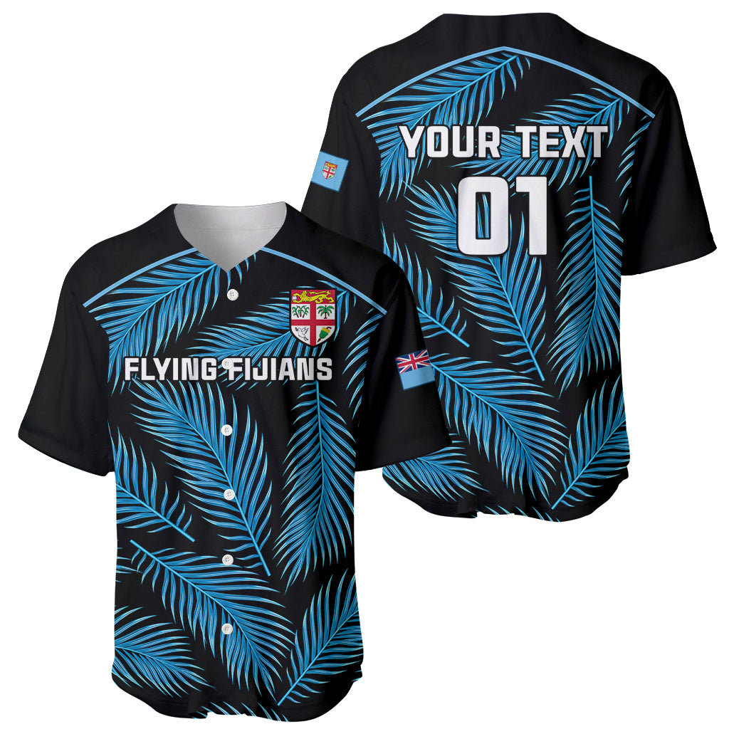 Custom Fiji Rugby Baseball Jersey Flying Fijians Blue Palm Tree Version LT01 - Polynesian Pride