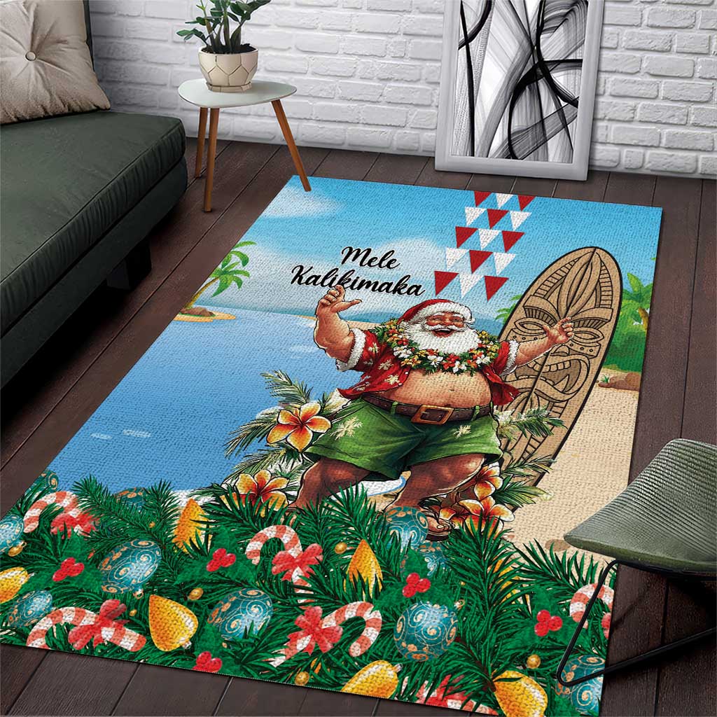 Hawaii Christmas Santa Claus Area Rug Mele Kalikimaka Tropical Beach LT01 Art - Polynesian Pride