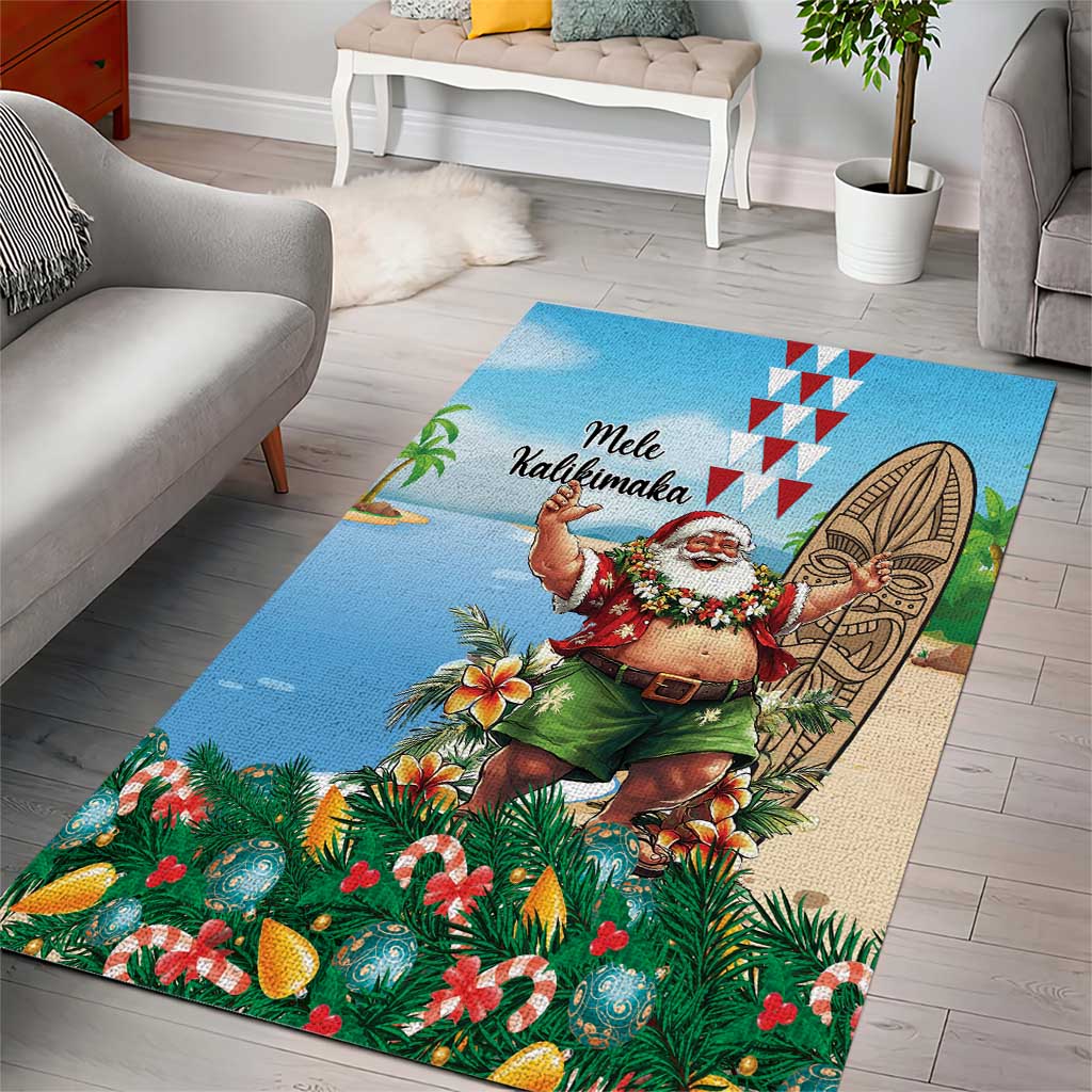 Hawaii Christmas Santa Claus Area Rug Mele Kalikimaka Tropical Beach LT01 - Polynesian Pride