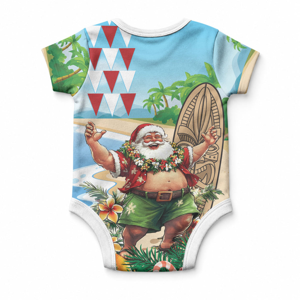 Hawaii Christmas Santa Claus Baby Onesie Mele Kalikimaka Tropical Beach LT01 - Polynesian Pride