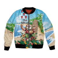 Hawaii Christmas Santa Claus Bomber Jacket Mele Kalikimaka Tropical Beach LT01 Unisex Art - Polynesian Pride