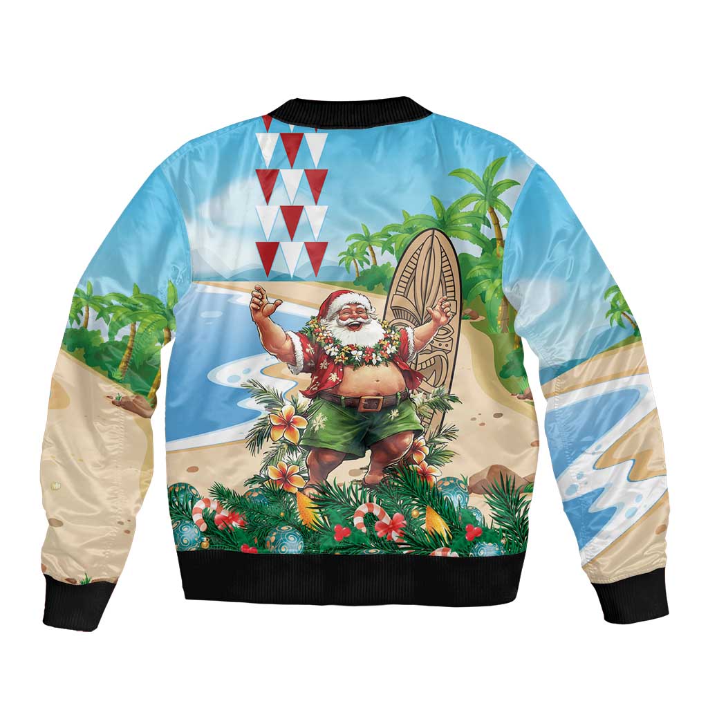 Hawaii Christmas Santa Claus Bomber Jacket Mele Kalikimaka Tropical Beach LT01 - Polynesian Pride
