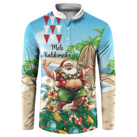 Hawaii Christmas Santa Claus Button Sweatshirt Mele Kalikimaka Tropical Beach LT01 Art - Polynesian Pride