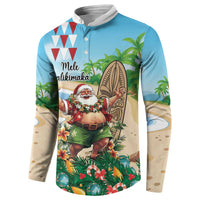 Hawaii Christmas Santa Claus Button Sweatshirt Mele Kalikimaka Tropical Beach LT01 - Polynesian Pride
