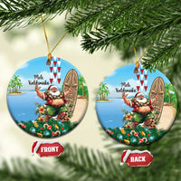 Hawaii Christmas Santa Claus Ceramic Ornament Mele Kalikimaka Tropical Beach LT01 Circle Art - Polynesian Pride