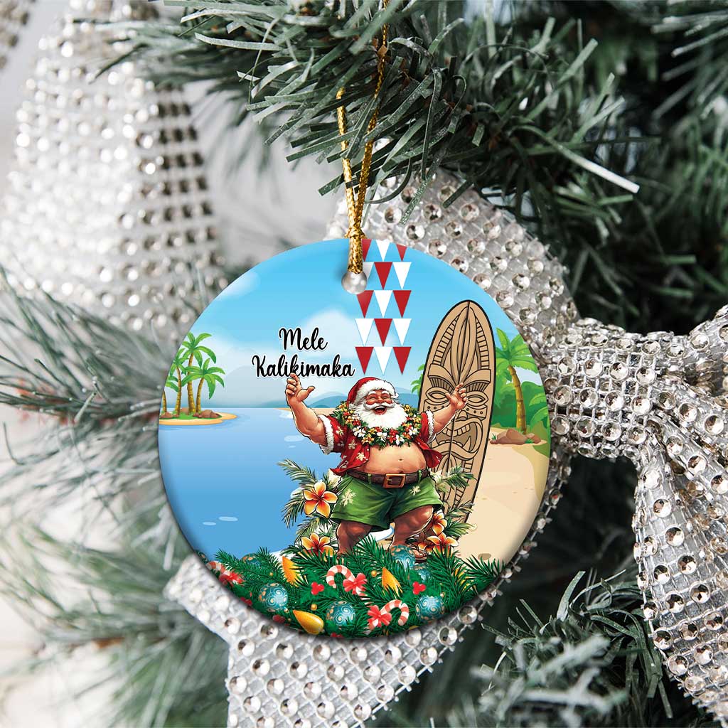 Hawaii Christmas Santa Claus Ceramic Ornament Mele Kalikimaka Tropical Beach LT01 - Polynesian Pride