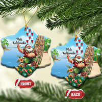 Hawaii Christmas Santa Claus Ceramic Ornament Mele Kalikimaka Tropical Beach LT01 Snow Flake Art - Polynesian Pride