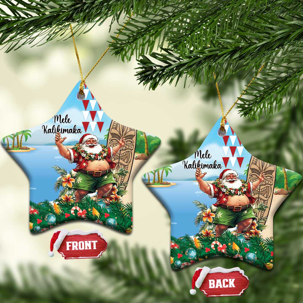 Hawaii Christmas Santa Claus Ceramic Ornament Mele Kalikimaka Tropical Beach LT01 Star Art - Polynesian Pride