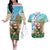 Hawaii Christmas Santa Claus Couples Matching Off The Shoulder Long Sleeve Dress and Hawaiian Shirt Mele Kalikimaka Tropical Beach