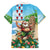 Hawaii Christmas Santa Claus Family Matching Off Shoulder Short Dress and Hawaiian Shirt Mele Kalikimaka Tropical Beach