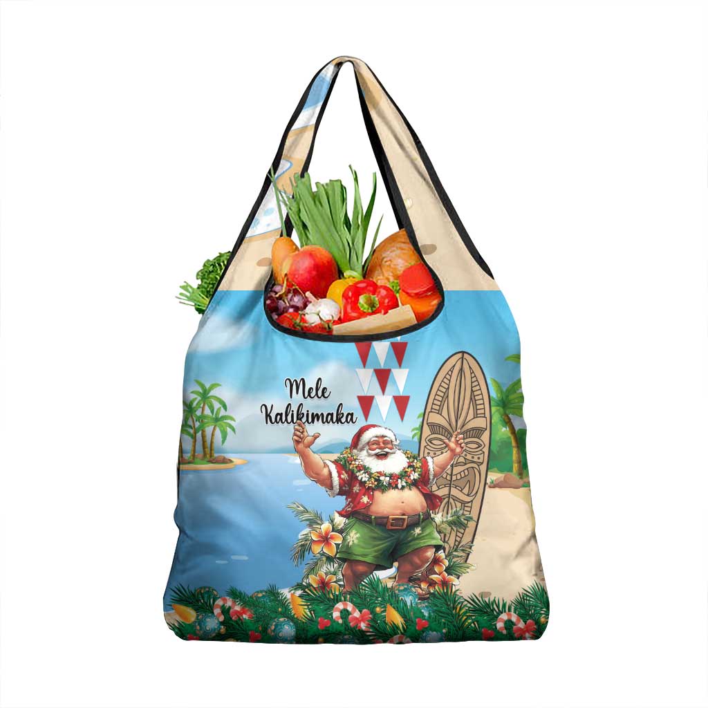 Hawaii Christmas Santa Claus Grocery Bag Mele Kalikimaka Tropical Beach LT01 1-pack One Size Art - Polynesian Pride