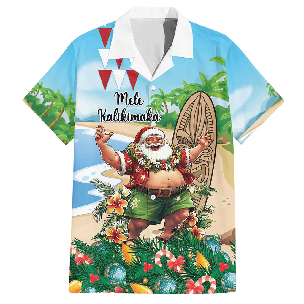 Hawaii Christmas Santa Claus Hawaiian Shirt Mele Kalikimaka Tropical Beach LT01 Art - Polynesian Pride