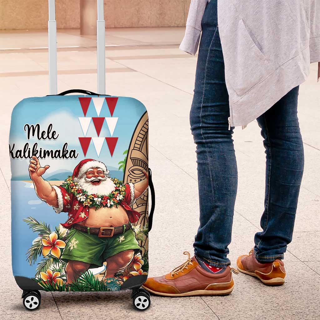Hawaii Christmas Santa Claus Luggage Cover Mele Kalikimaka Tropical Beach LT01 Art - Polynesian Pride