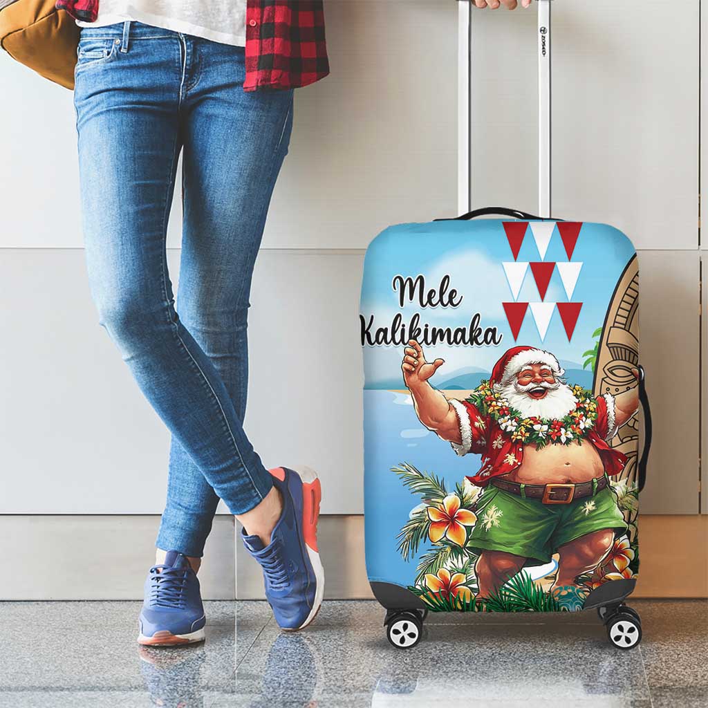 Hawaii Christmas Santa Claus Luggage Cover Mele Kalikimaka Tropical Beach LT01 - Polynesian Pride