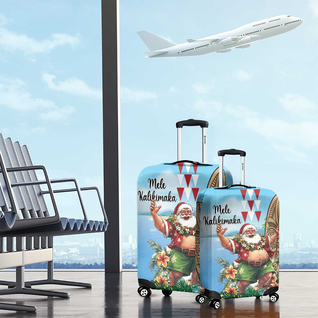 Hawaii Christmas Santa Claus Luggage Cover Mele Kalikimaka Tropical Beach LT01 - Polynesian Pride