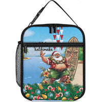 Hawaii Christmas Santa Claus Lunch Bag Mele Kalikimaka Tropical Beach LT01 10.2 × 8.3 × 4.3 inch Art - Polynesian Pride