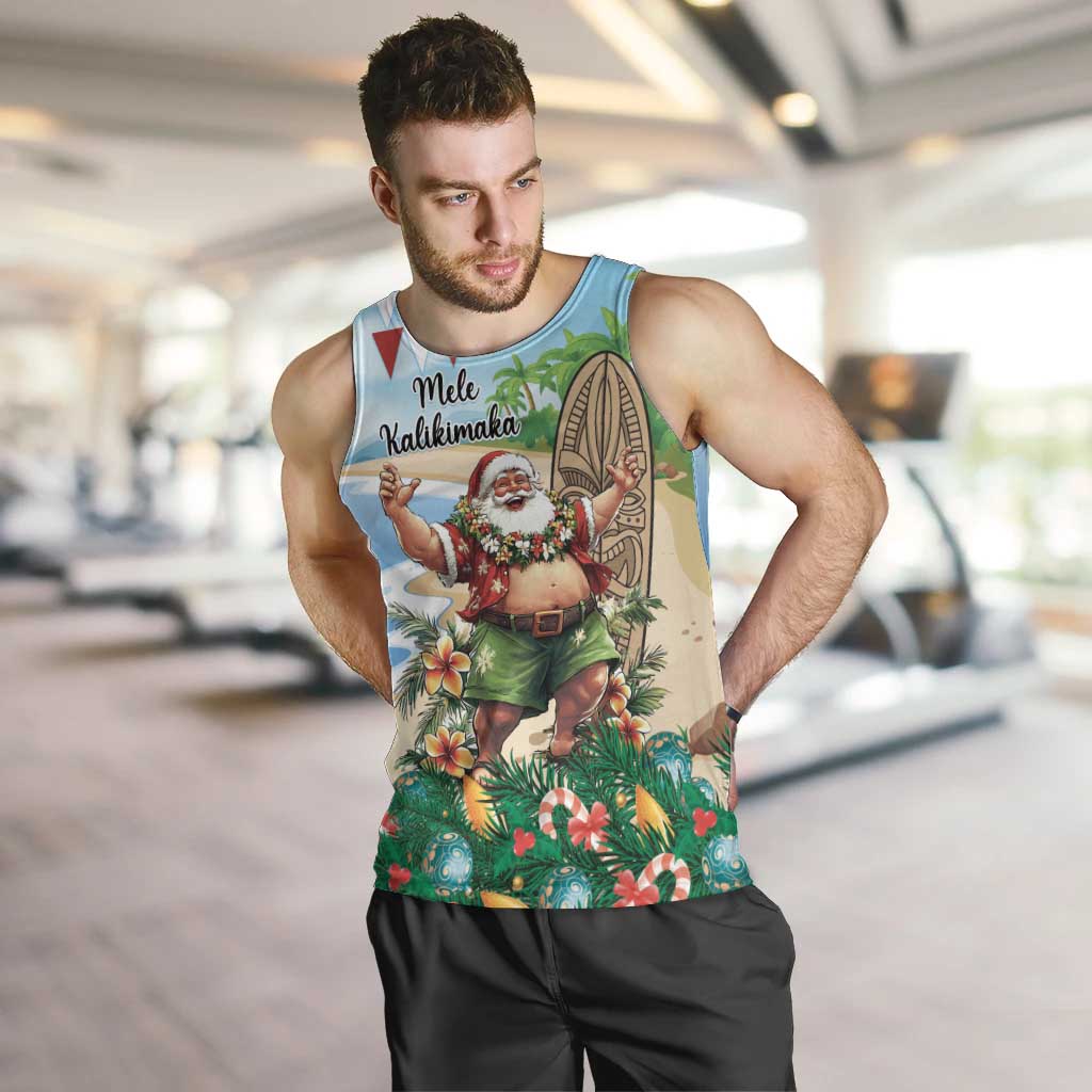 Hawaii Christmas Santa Claus Men Tank Top Mele Kalikimaka Tropical Beach LT01 Art - Polynesian Pride