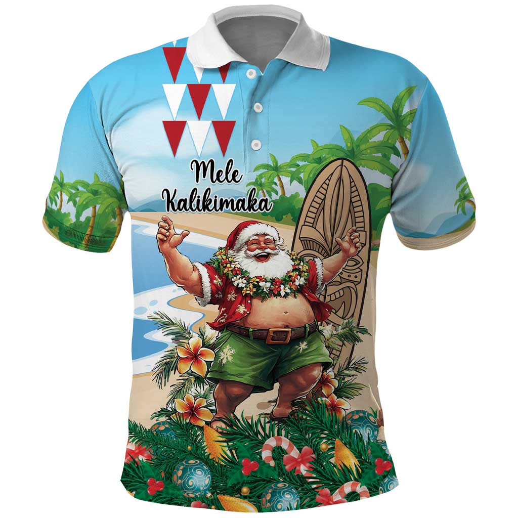 Hawaii Christmas Santa Claus Polo Shirt Mele Kalikimaka Tropical Beach LT01 Art - Polynesian Pride