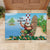 Hawaii Christmas Santa Claus Rubber Doormat Mele Kalikimaka Tropical Beach