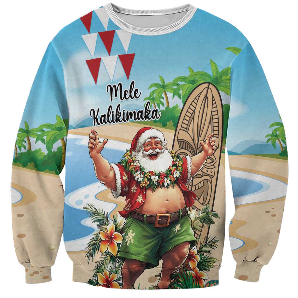 Hawaii Christmas Santa Claus Sweatshirt Mele Kalikimaka Tropical Beach LT01 Unisex Art - Polynesian Pride