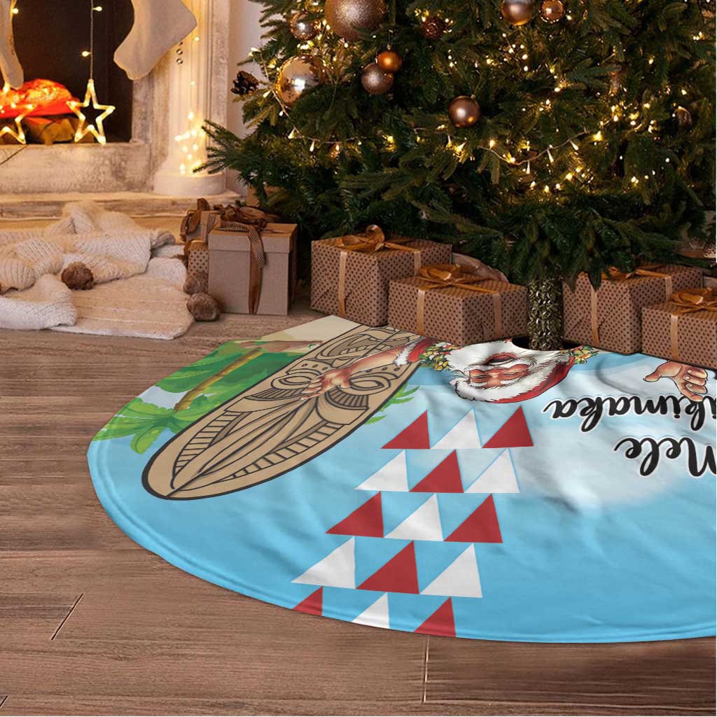 Hawaii Christmas Santa Claus Tree Skirt Mele Kalikimaka Tropical Beach LT01 - Polynesian Pride