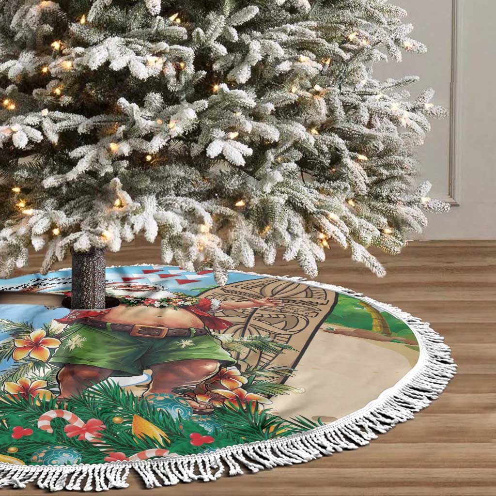 Hawaii Christmas Santa Claus Tree Skirt Mele Kalikimaka Tropical Beach LT01 - Polynesian Pride