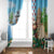 Hawaii Christmas Santa Claus Window Curtain Mele Kalikimaka Tropical Beach